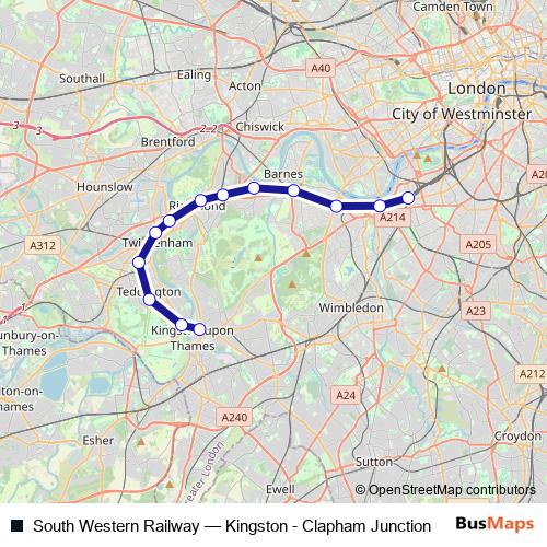 South Western Railway bus Line Map
