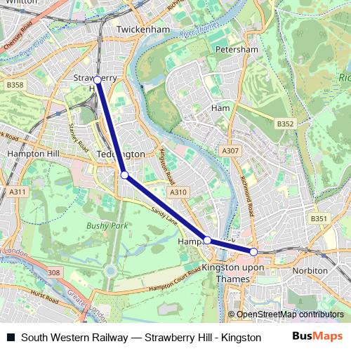 South Western Railway bus Line Map