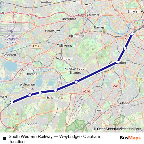 South Western Railway bus Line Map