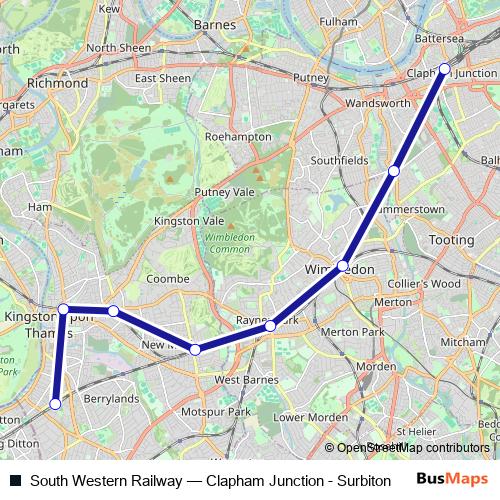 South Western Railway bus Line Map