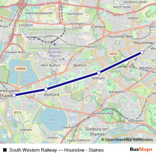 South Western Railway bus Line Map