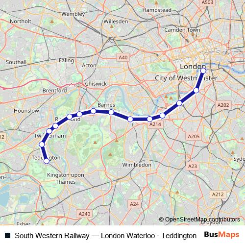 South Western Railway bus Line Map