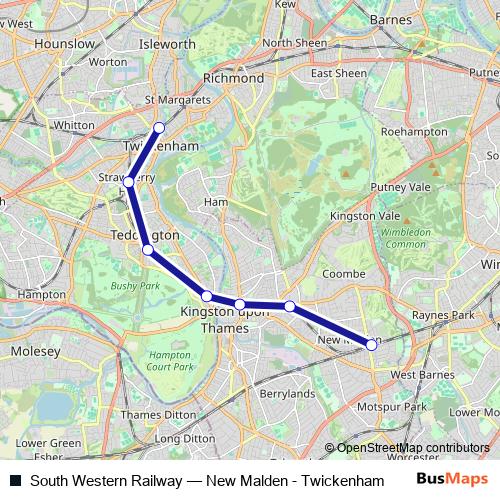 South Western Railway bus Line Map