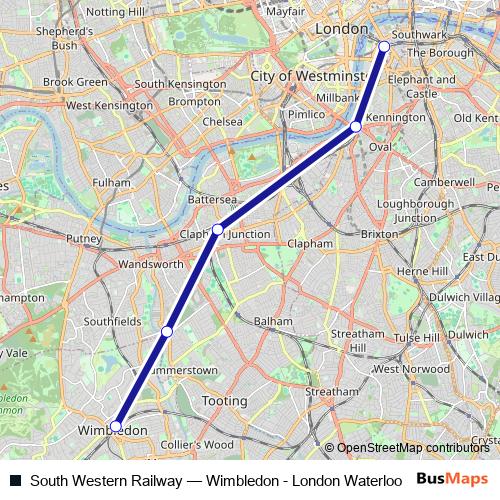 South Western Railway bus Line Map