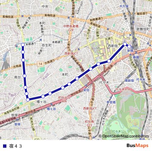 宿４３ bus Line Map