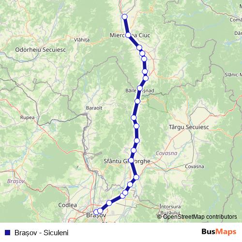 Braşov - Siculeni rail Line Map