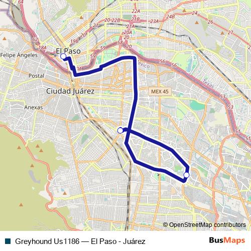 Greyhound Us1186 bus Line Map