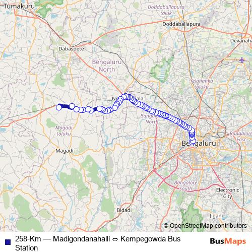 258-Km bus Line Map
