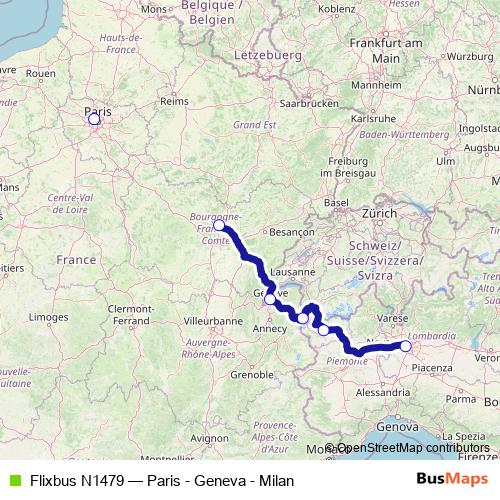 Flixbus N1479 bus Line Map