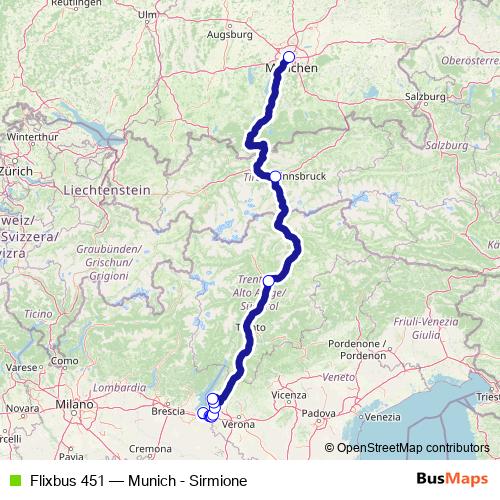 Flixbus 451 bus Line Map