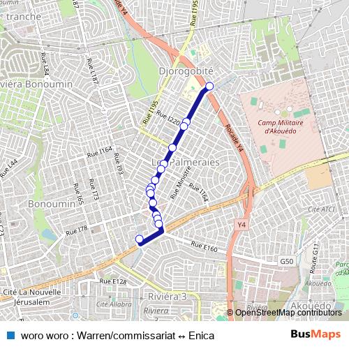 woro woro : Warren/commissariat ↔ Enica bus Line Map