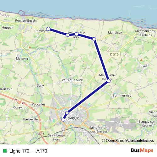 Ligne 170 bus Line Map