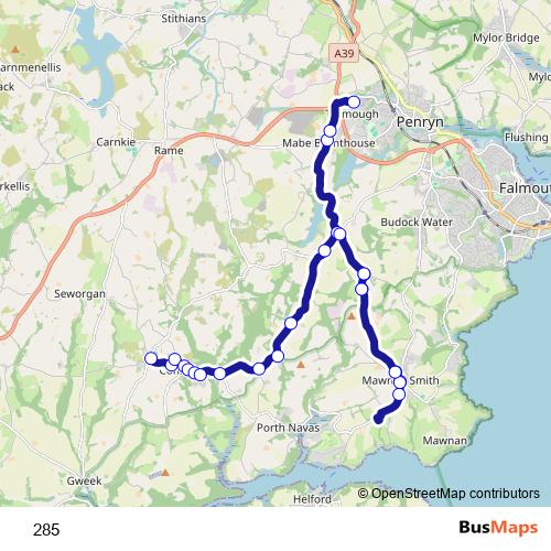 285 bus Line Map