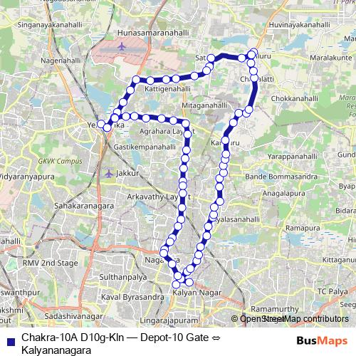 Chakra-10A D10g-Kln bus Line Map