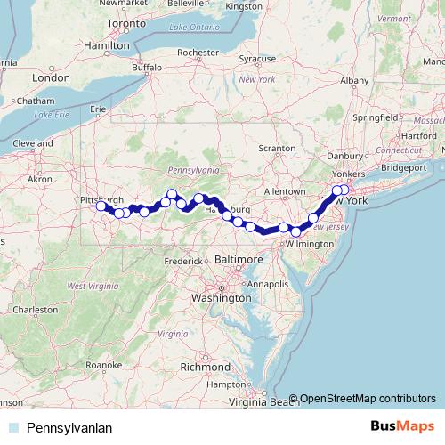 Pennsylvanian rail Line Map