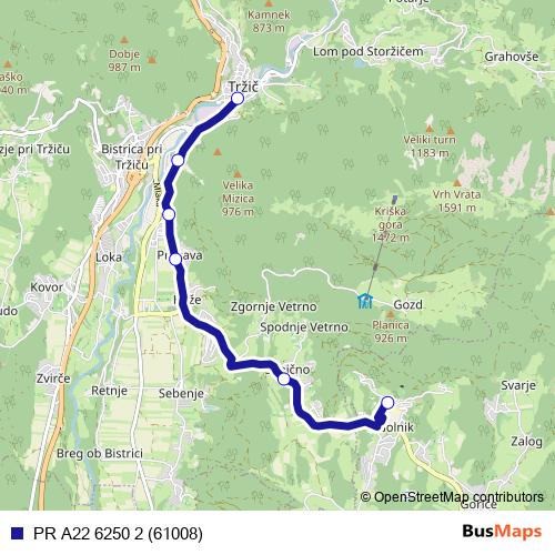 PR A22 6250 2 (61008) bus Line Map