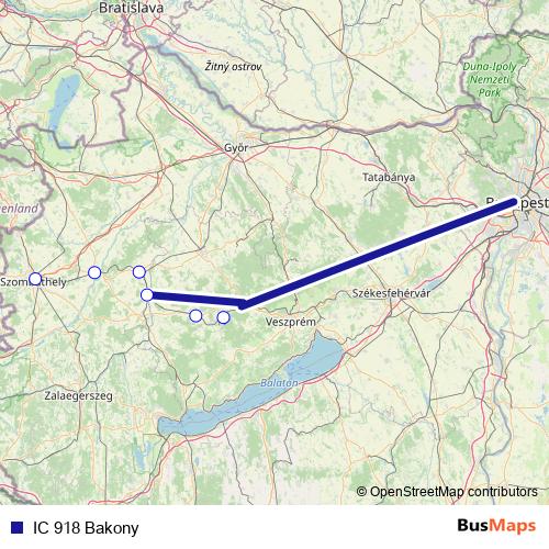 IC 918 Bakony rail Line Map