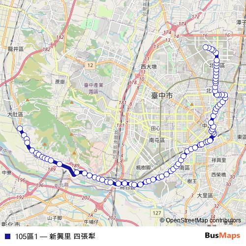 105區1 bus Line Map