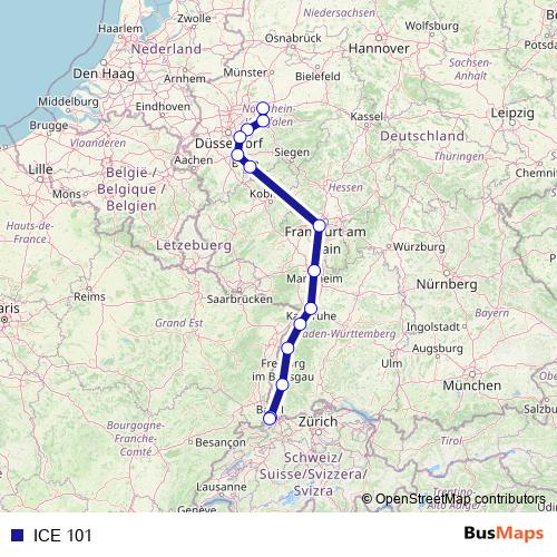 ICE 101 rail Line Map