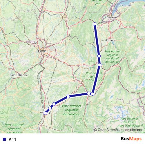 K11 rail Line Map