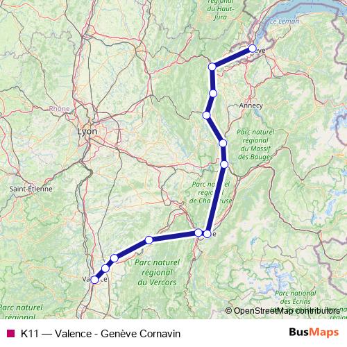 K11 rail Line Map