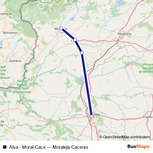Alsa - Moral-Cace bus Line Map