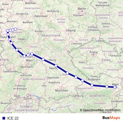ICE 22 rail Line Map