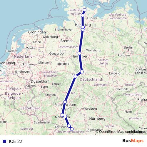 ICE 22 rail Line Map