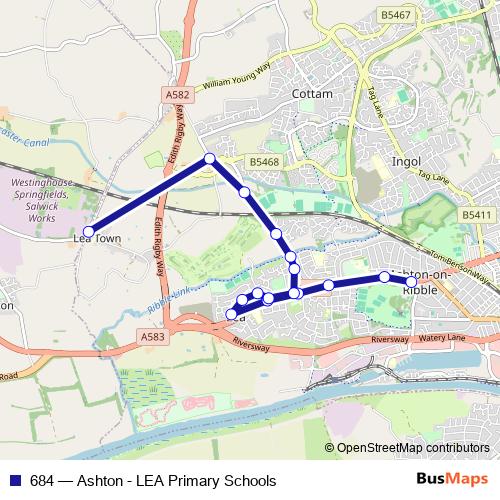 684 bus Line Map