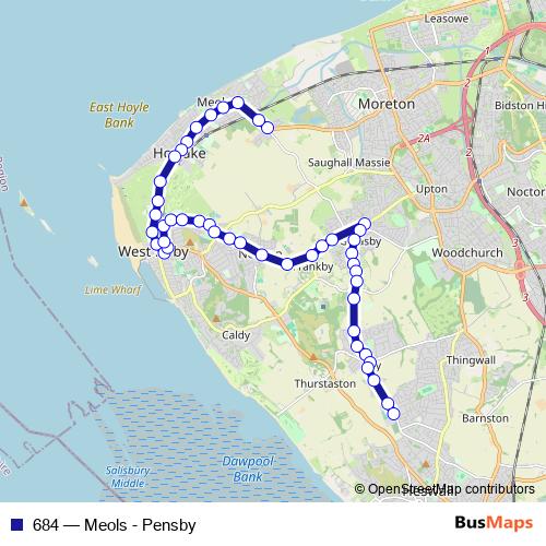 684 bus Line Map