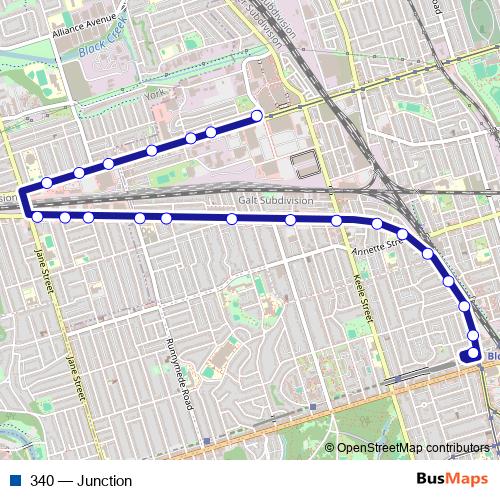 340 bus Line Map