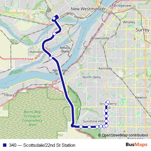 340 bus Line Map