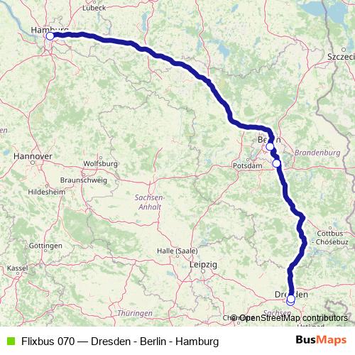 Flixbus 070 bus Line Map