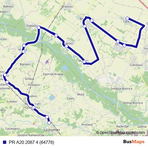 PR A20 2087 4 (64778) bus Line Map