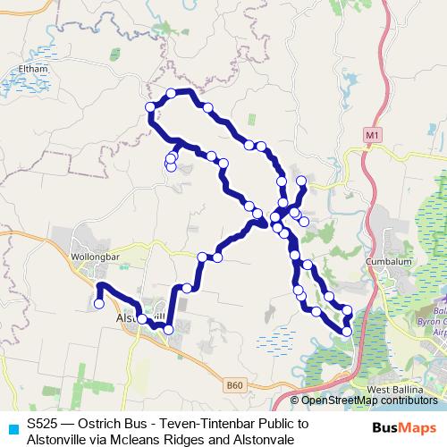 S525 bus Line Map