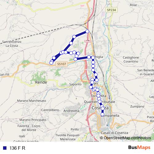 136 F R bus Line Map