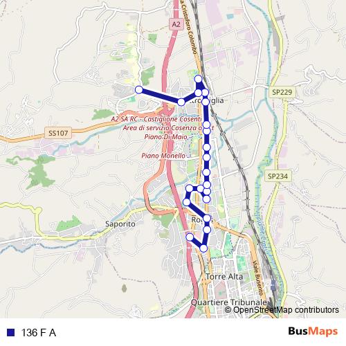 136 F A bus Line Map