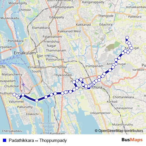 Padathikkara ↔ Thoppumpady bus Line Map