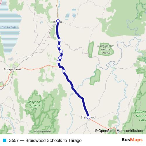 S557 bus Line Map