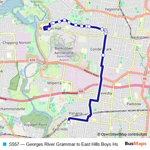 S557 bus Line Map