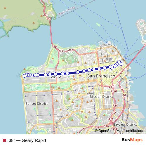 38r bus Line Map