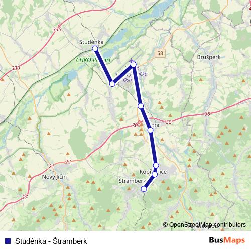 Studénka - Štramberk rail Line Map