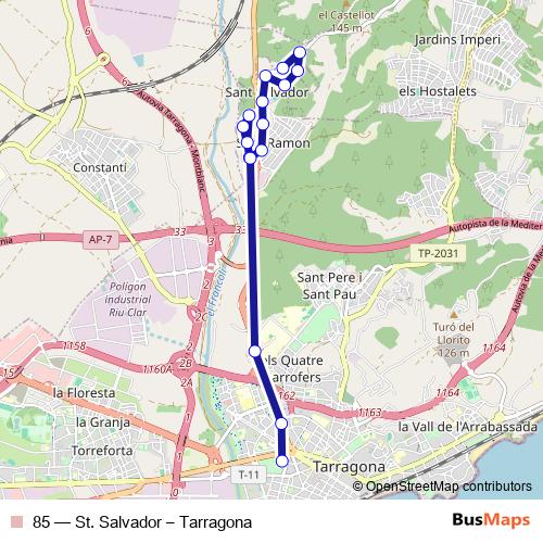 85 bus Line Map