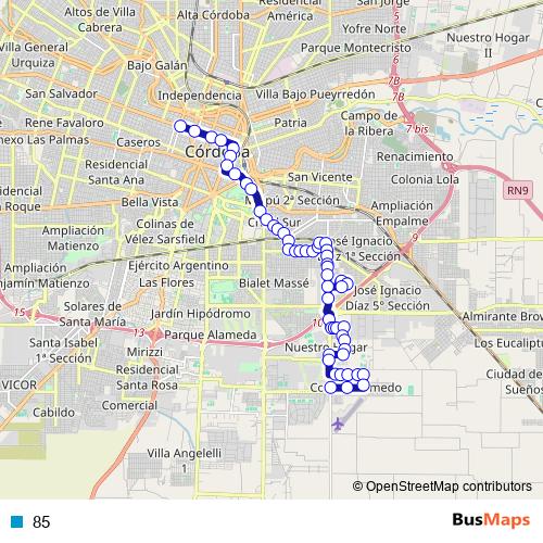 85 bus Line Map