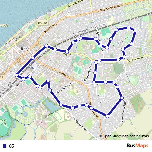 85 bus Line Map