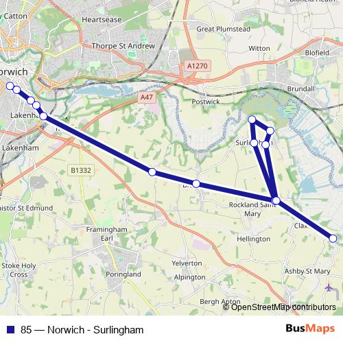 85 bus Line Map