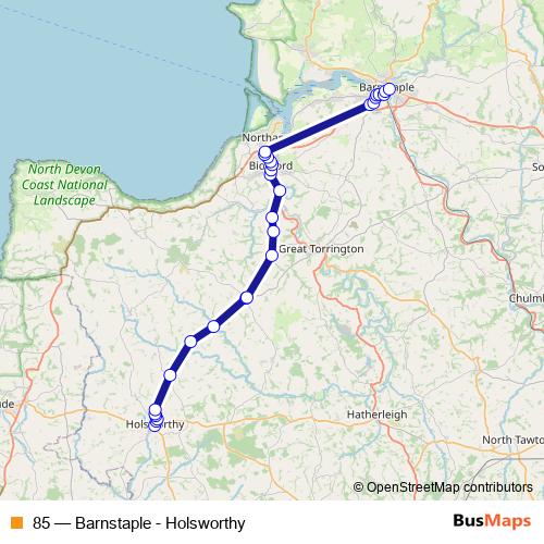 85 bus Line Map