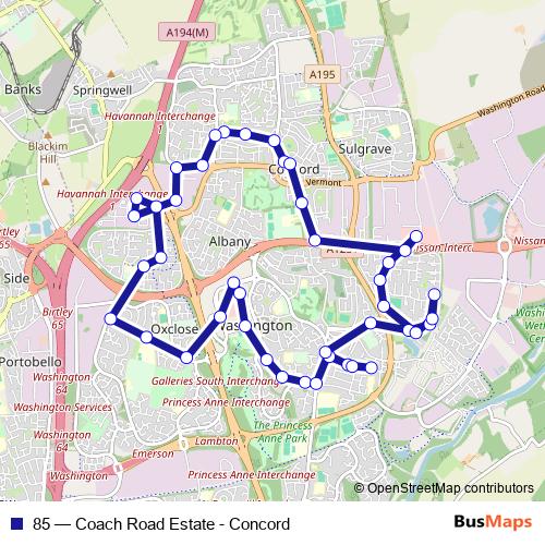 85 bus Line Map
