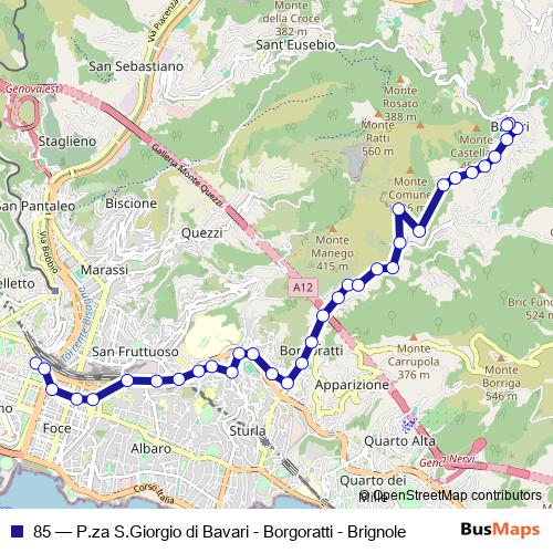 85 bus Line Map
