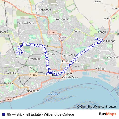 85 bus Line Map